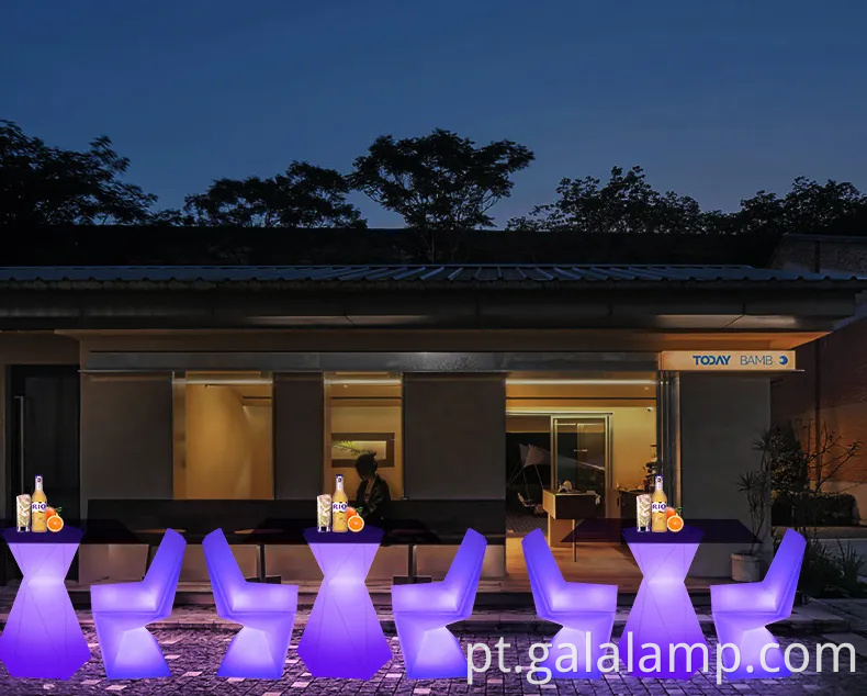 Conjunto elegante de refeições ao ar livre LED luminosa para varandas aconchegantes